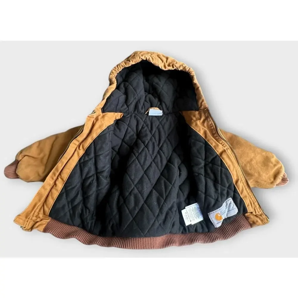 Carhartt Baby Toddler Jacket 18M Brown Hooded Quilt Lined Full Zip Coat 18 Month